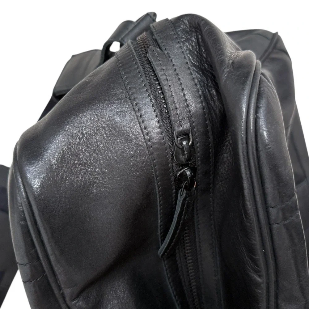Gilded Age Black Leather Weekender Duffle Travel Bag 9010L Padded Shoulder Strap